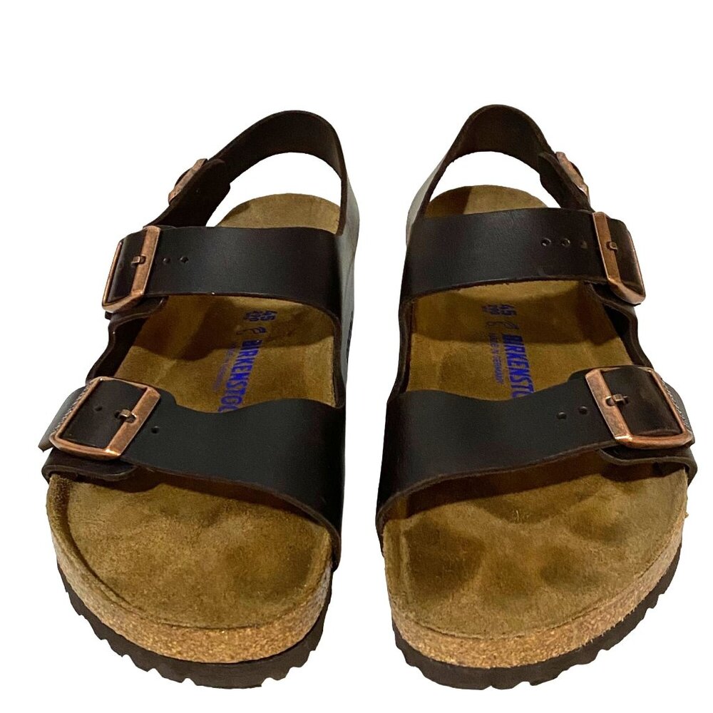 Birkenstock Black Two-Buckle Leather Sandals with Cork Footbed - Picture 2 of 8